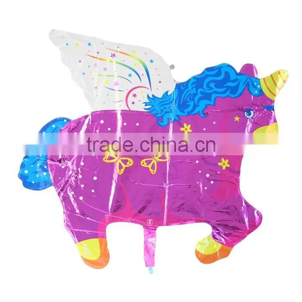 Aluminium Foil Balloons Party Decoration Unicorn Pegasus Fuchsia Butterfly Pattern photo-2