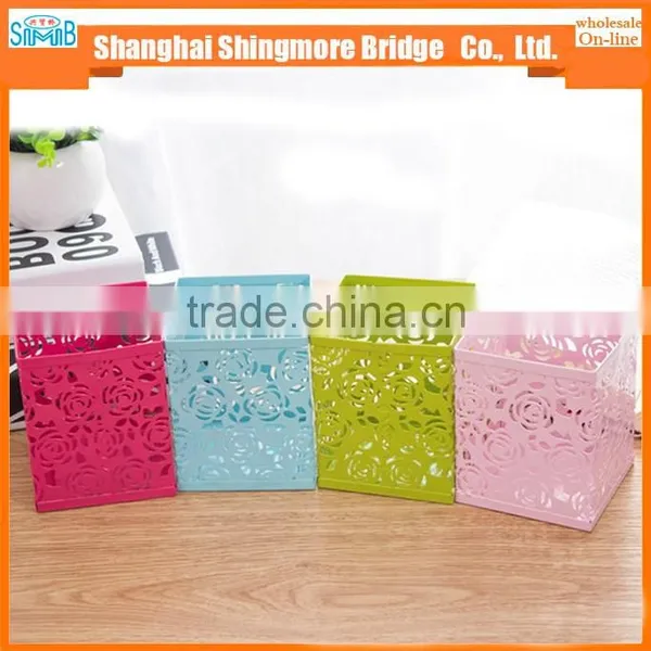 Cheap Wholesale Good Quality Mental Carved Hollow Pen Holder for School and Office photo-4
