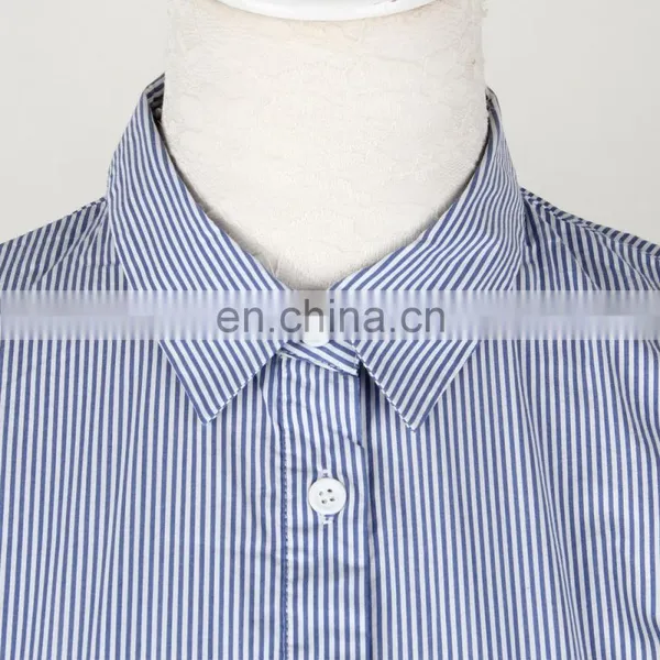 Long Sleeve Splicing Sleeves Ladies Vertical Stripe Shirt photo-2