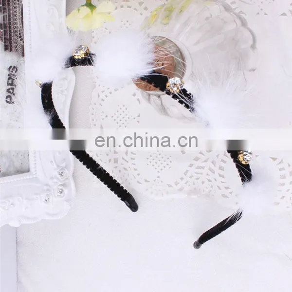 Small Genuine Mink Fur Balls Hair Hoop for Girl Handmade Fur Accessory photo-4