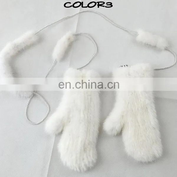Winter Weaven Knitted Mink Fur Mittens Ladies Mittens Wholesale photo-4