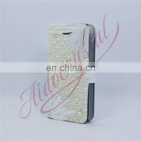 Aidocrystal Pearl Double White Feather Flower Customized Phone Covers for Huawei P9 Lite photo-3