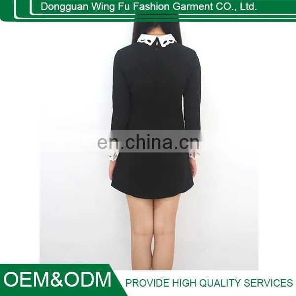 Slim Lapel Hollow Long-sleeved Dress Bottoming Skirt Dress Lapel Hollow photo-3