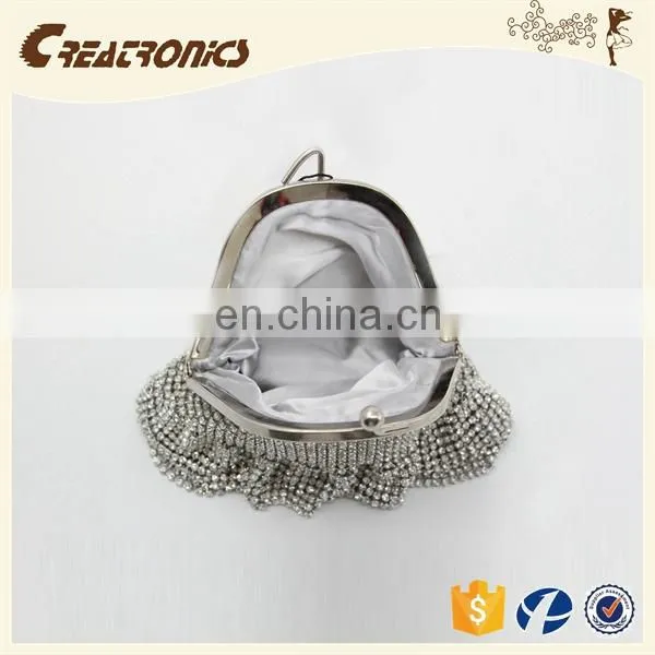 CR Korean Designer Developed Shining Diamonds Surface Skirt Design Metal Frame Fancy Elegant Indian Clutch Purses Wholesale photo-4