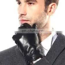 Men's Wool Lined Leather Dress Gloves/Touchscreen Leather Gloves/Dress
