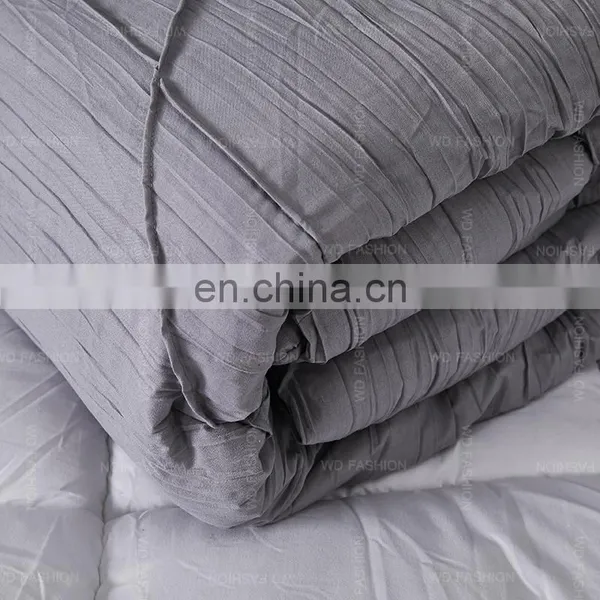 Home Bedroom Bedding Quilt Pillow Set Solid Color Bedspread Household Quilted Quilt Cover Embossed Bedspread Set photo-6