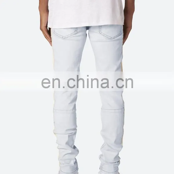 DiZNEW White Mens Wholesale Track Scratch Denim Jeans Pants For Men photo-6