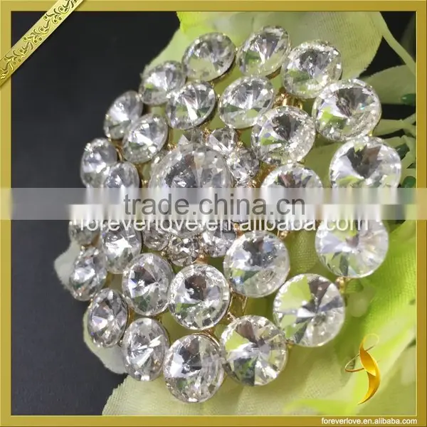 Costume Jewelry Brooches Flower Rhinestone Hair Brooches Bling Rhinestone Brooches for Sashes FB-072 photo-3