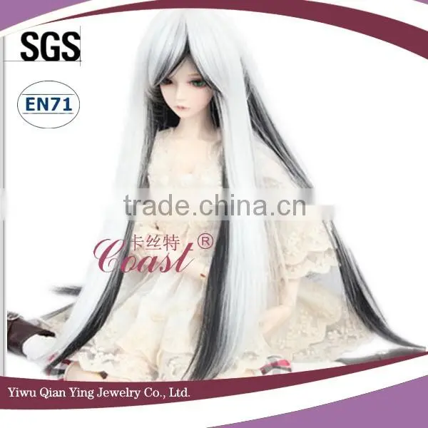 White and Grey Straight Synthetic Doll Accessories Wig Long photo-2