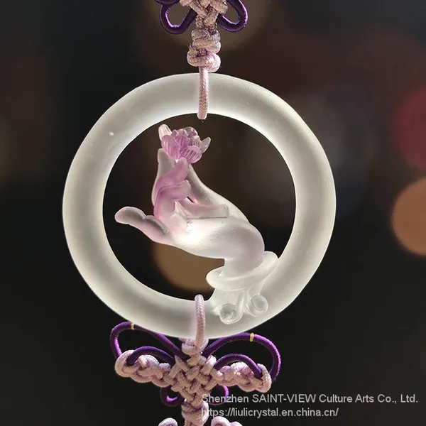 Colored Glass Luxury Rearview Cabbage Car Charm Hanging Pendant Large Size photo-3