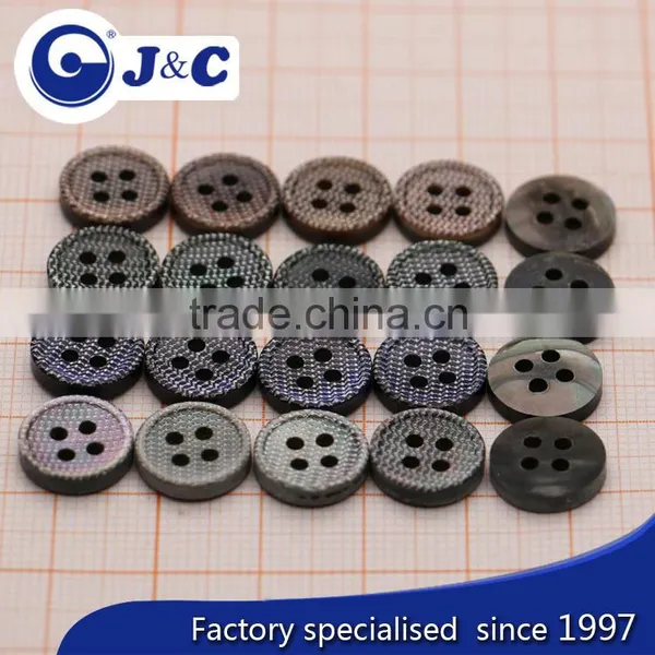 Black Natural Shell Buttons With Engraved Mark photo-4