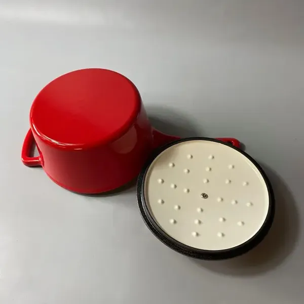 High Quality Multi-function Hot Milk Pot Cast Iron Red Enamel Soup Pot Thickened 19 cm Sauce Pot With Long Handle photo-2