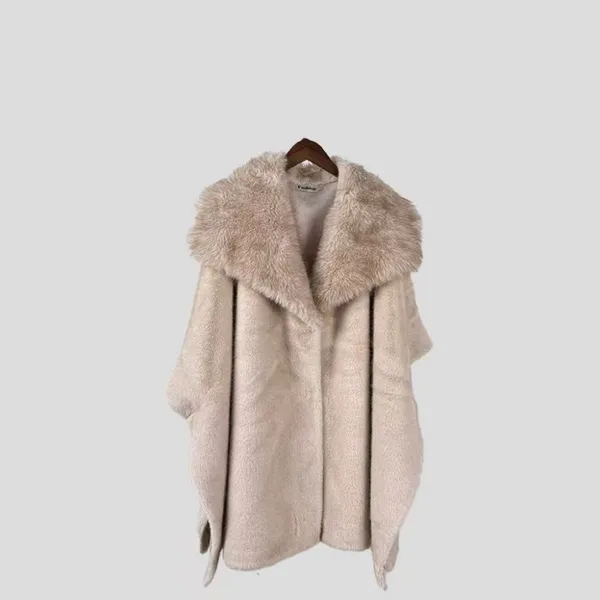 New Autumn And Winter Fur Lapel Shawl Cape, Oversized Coat, Loose Cardigan For Women