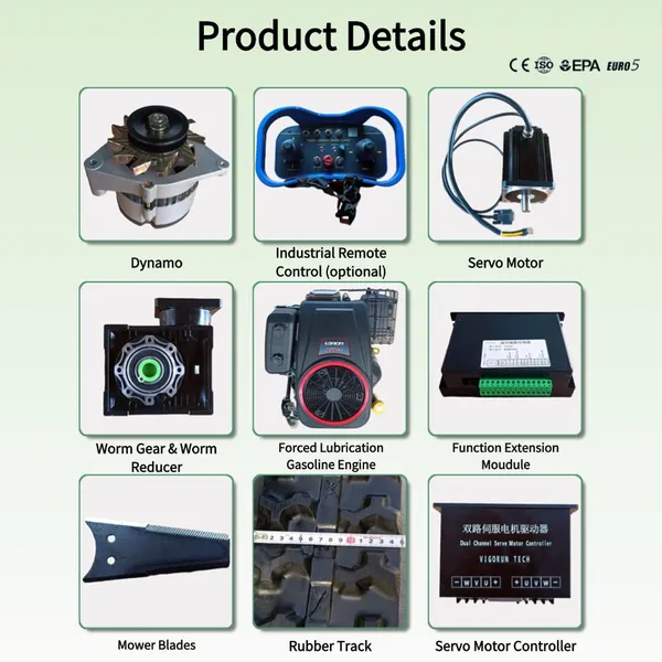 Vigorun Remote Grass Cutter CE/EPA 60° Extreme Slope Design 200m Wireless Control Crawler Lawn Mower Agricultural Orchard photo-4