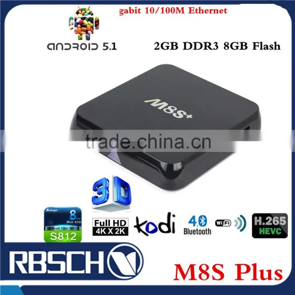 M8S+Plus 4K Android TV BOX Amlogic S812 Quad Core Google Android 5.1 TV BOX