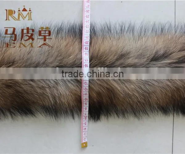 The Factory Wholesale and Retail Long Hair Genuine Nature Raccoon Fur Trim Strips Collar photo-2