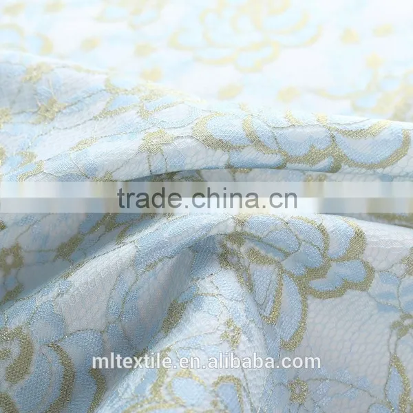 Polyester Nylon Gold thread lace fabric