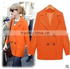 Fashion Womens Round Collar One Button Jacket Winter Long Wool Casual Overcoats photo-2