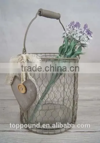 Decorative Glass Flower Planters With Wire Mesh Basket photo-3