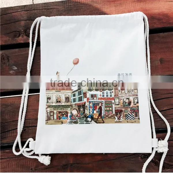 Custom Printing Cotton Bag Tote Bag Backpack Drawstring Bag for Shopping photo-5