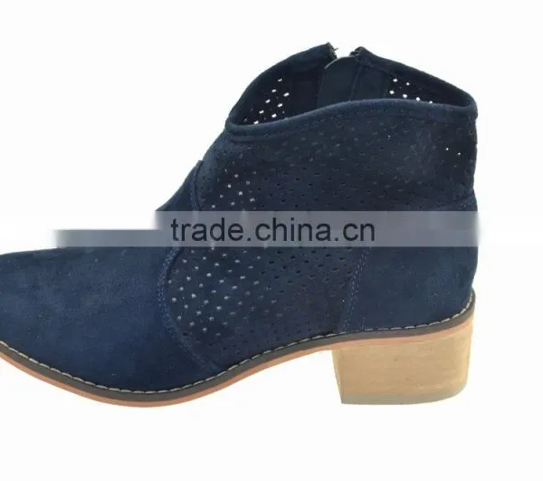 High Quality Platform Square Heel Ankle Boots Woman,hollow Out Suede Boots