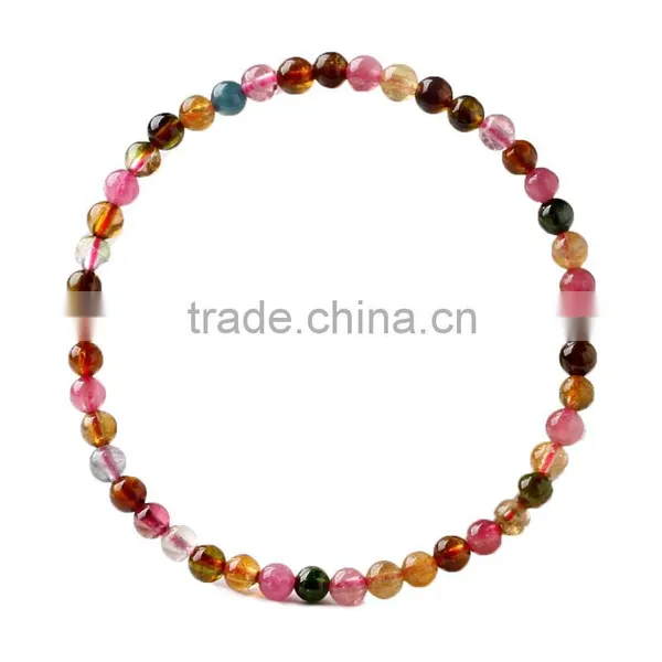 Gemstone Bracelet Three Rings Natural Tourmaline Bracelet Hand on Multi Ring Multilayer Fashion of Multicolored Jewelry photo-4
