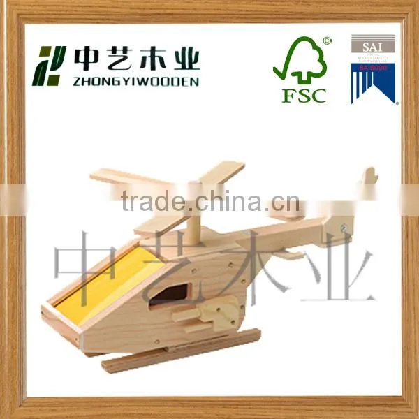 OEM Eco-friendly Assembled Unfinished Pine Min Wooden Air Plane Toys for Kids photo-4