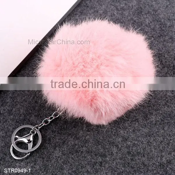 10cm Big Fur Pom Pom Keychain Rabbit Fur Keychain photo-2