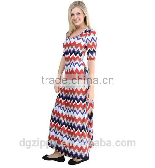 2016 New Fashion Design Plus Size Pakistani Chevron Print Maxi Dress photo-4