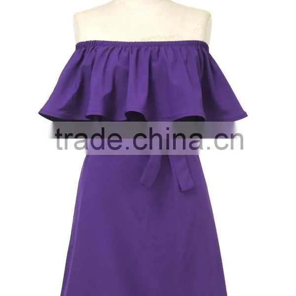 Best Selling Desinger off Shoulder Dress With Waistband Many Colors Good Quality Made in China photo-5