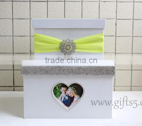 Elegant White Wedding Money Box in Handmade With Photo Frame photo-2