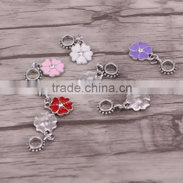 Antique Silver Plated Enamel Charms Dangle Beads European Big Hole Pendant Beads Fit Charm Bracelets Fine Jewelry photo-2