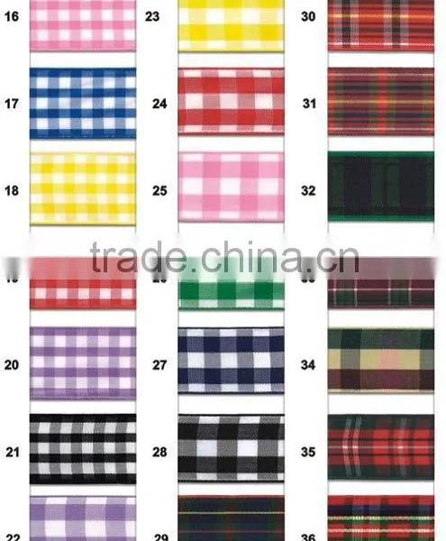 New Gingham Grosgrain Ribbons ,mixed Colors, 5/8" to 1-1/2" Wide Double Side Gingham,50 Yard / Roll. photo-3