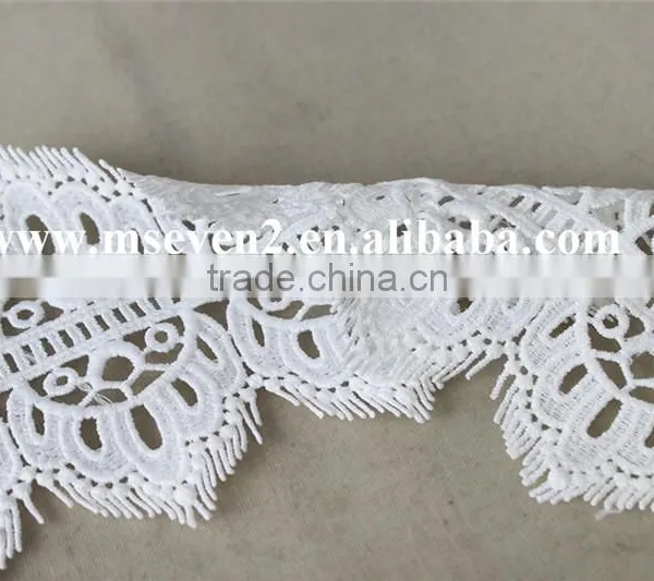 100 % Polyester New Fancy Embroidery Lace Trim,scallop Lace Trim, Eyelash Crochet Lace Trim in White photo-3