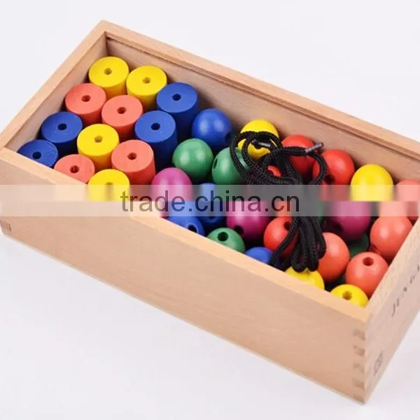 Froebel Gabe Jun 1 Wooden Kids Toys Box Teaching Tools Learning Educational Preschool Training Colorful Beads photo-2