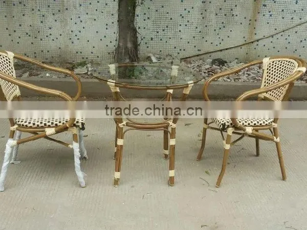 YH-5037 Aluminum and Rattan Material Bamboo Look Dining Table and Chairs photo-2