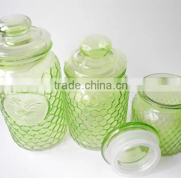 Round Home Basis Honeycomb Glass Canisters With Glass Lid photo-2