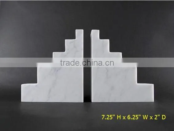 Desktop Deco Wholesale Carrara Marble Bookends Office Decor Book Stand photo-2