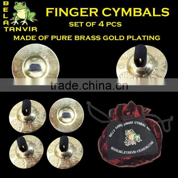 Belly Dance Finger Cymbals / Zills Set of 4 PCs With Pouch