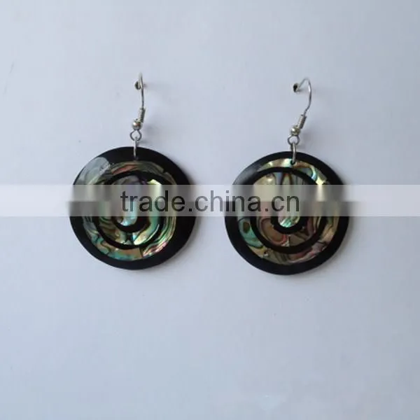Mix Natural Abalone Shell Hoop Earrings Coconut Mosaic Earrings Round Hollow Paua Shell Earrings photo-5