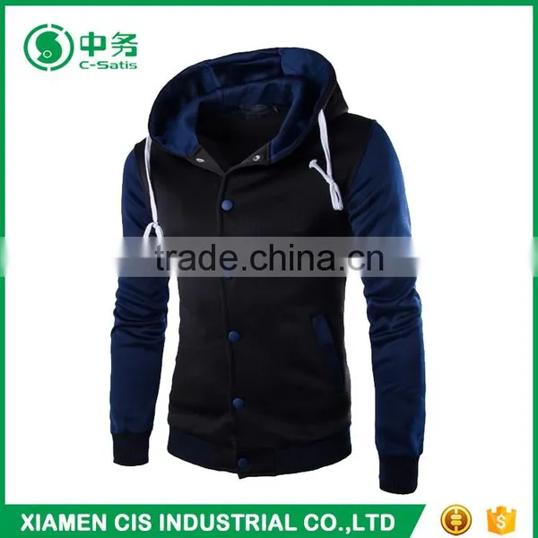 New Fashion American Yellow Sleeves Mens Blank Baseball Varsity Jacket With Hoodie photo-6