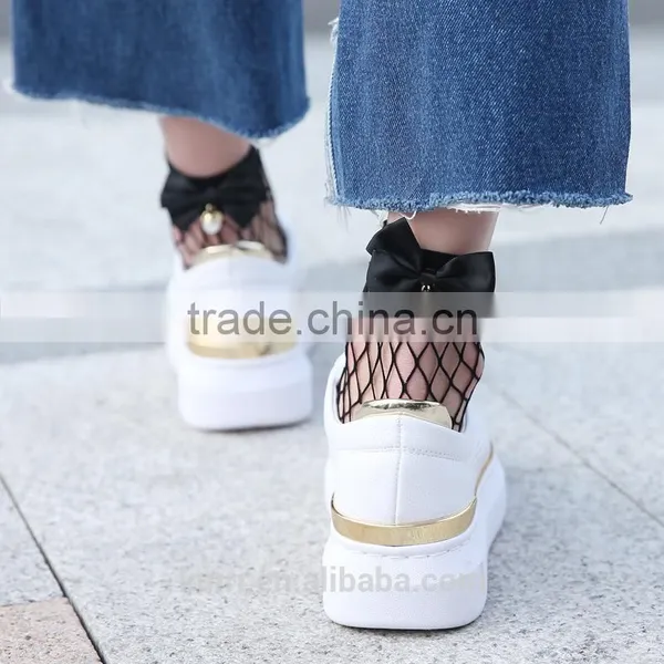 WS-27 Fashion Cute Women's Harajuku Black Mesh Short Ankle Socks Grid Fishnet Docks Sexy Bow Funny Ladies Socks In The Net photo-4