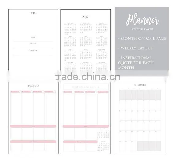 Customize A4/A5/A6 Different Kinds of Planner /noteboo/diary Planner /wire-o Planner With Emboss/deboss Logo , photo-2