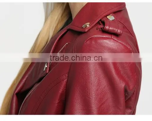 2017 Latest Designs Lady Casual Fashion Women Leather Jacket for Wholesale Winter Coat Leather photo-5