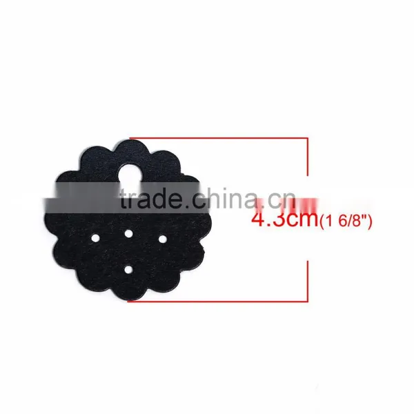 Paper Jewelry Display Card Flower Black 4.3cm(1 6/8") x 4.3cm(1 6/8"), 1 Piece photo-2