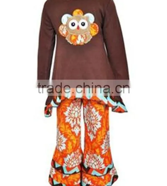 Wholesale Thanksgiving Turkey Embroidery Child Festival Clothes