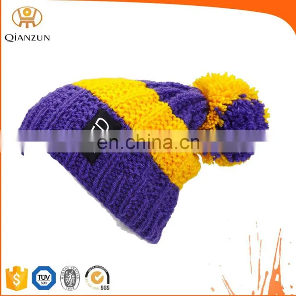 Custom Beanie Logo Red Hat With Yellow Stripe photo-5