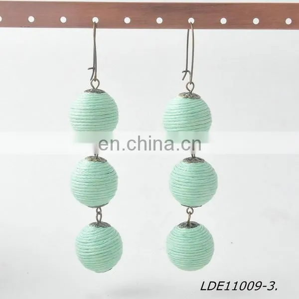 2017 Bon Bon Style Thread Wrapped Ball Drop Earrings photo-6