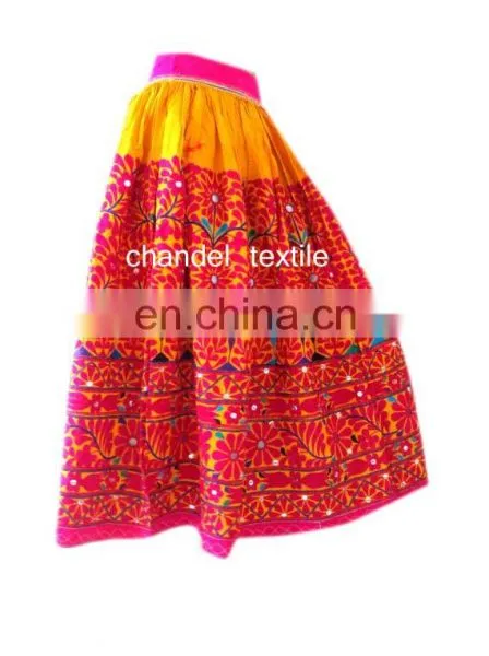 Banjara SkirtVINTAGE Skirt Rabari Collectible Banjara Belly Dance Kuchi Ethnic PINK Color With Multi Color EMBROIDERY Skirts photo-6