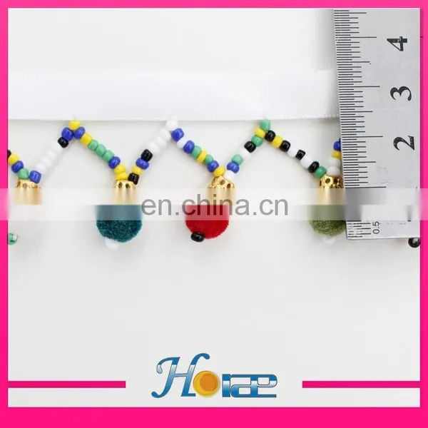 Wholesale Beaded Tassel Fringe Trim Indian Pom Pom Trim for Clothing photo-4